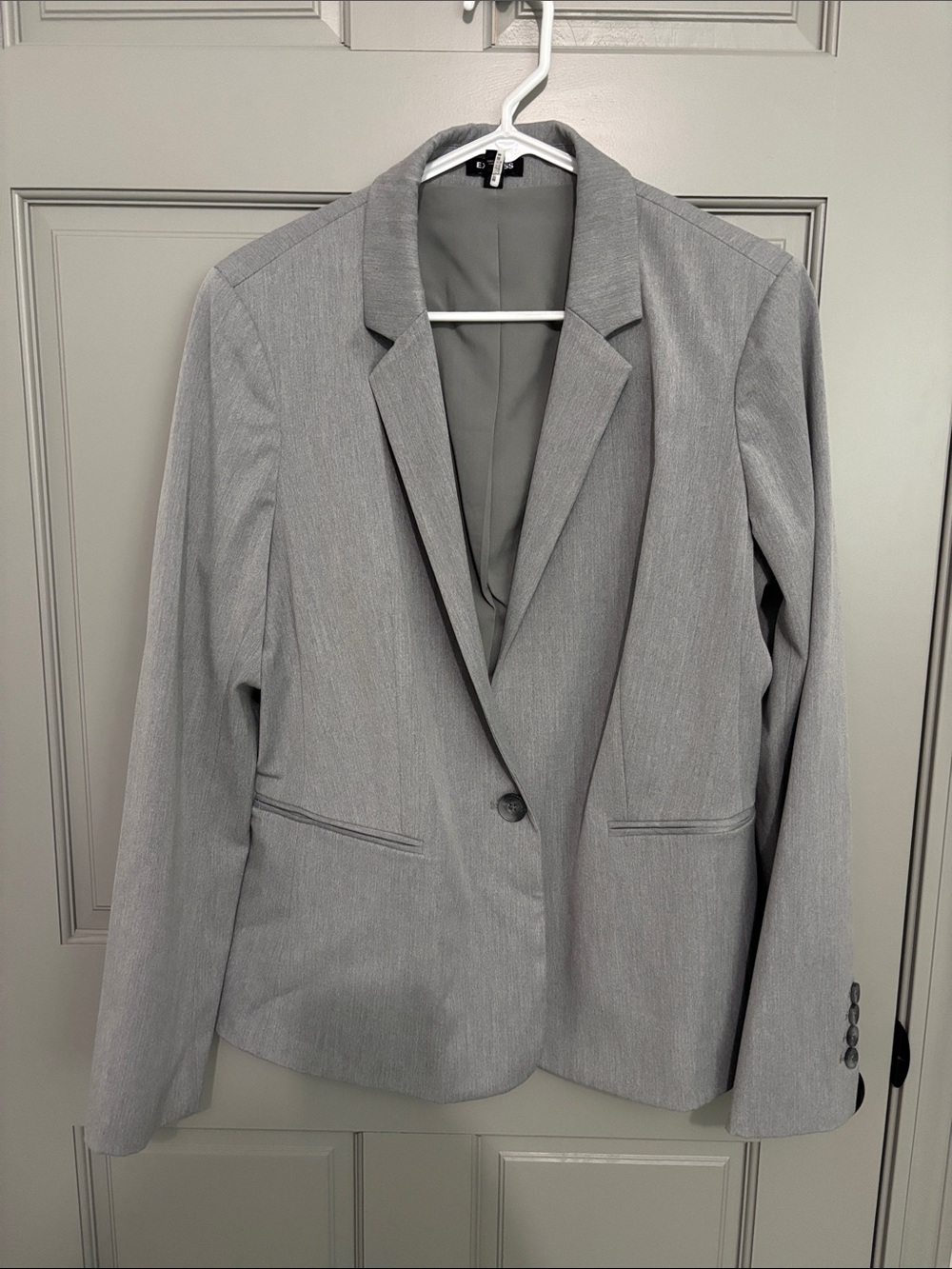 Express Light Gray Single-Button Women's Blazer